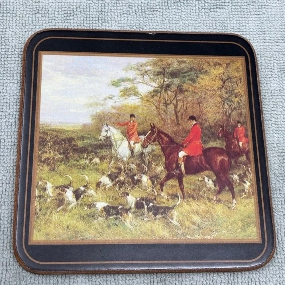 VTG Set 6 Pimpernel Placemats Cork‎ Backed English Fox Hunt/Equestrian New